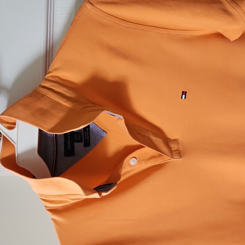 Tommy Hilfiger slim fit polo short sleeves  Small Orange - Picture 7 of 15